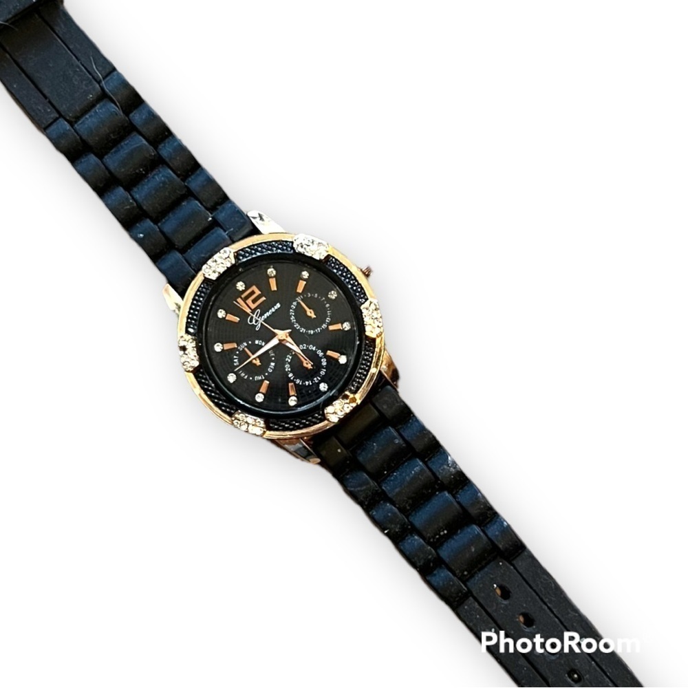 Geneva Black Watch Silicone Band